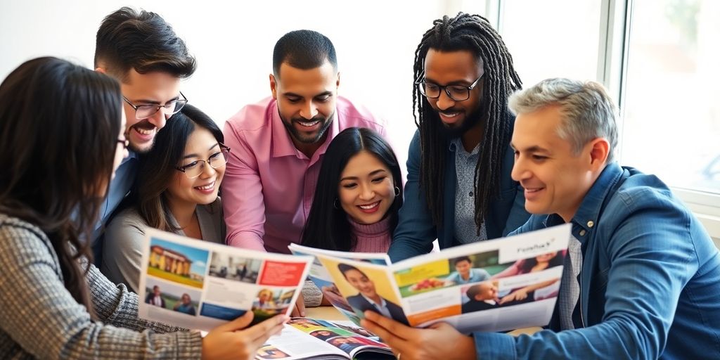 Group discussing franchise options at a table.